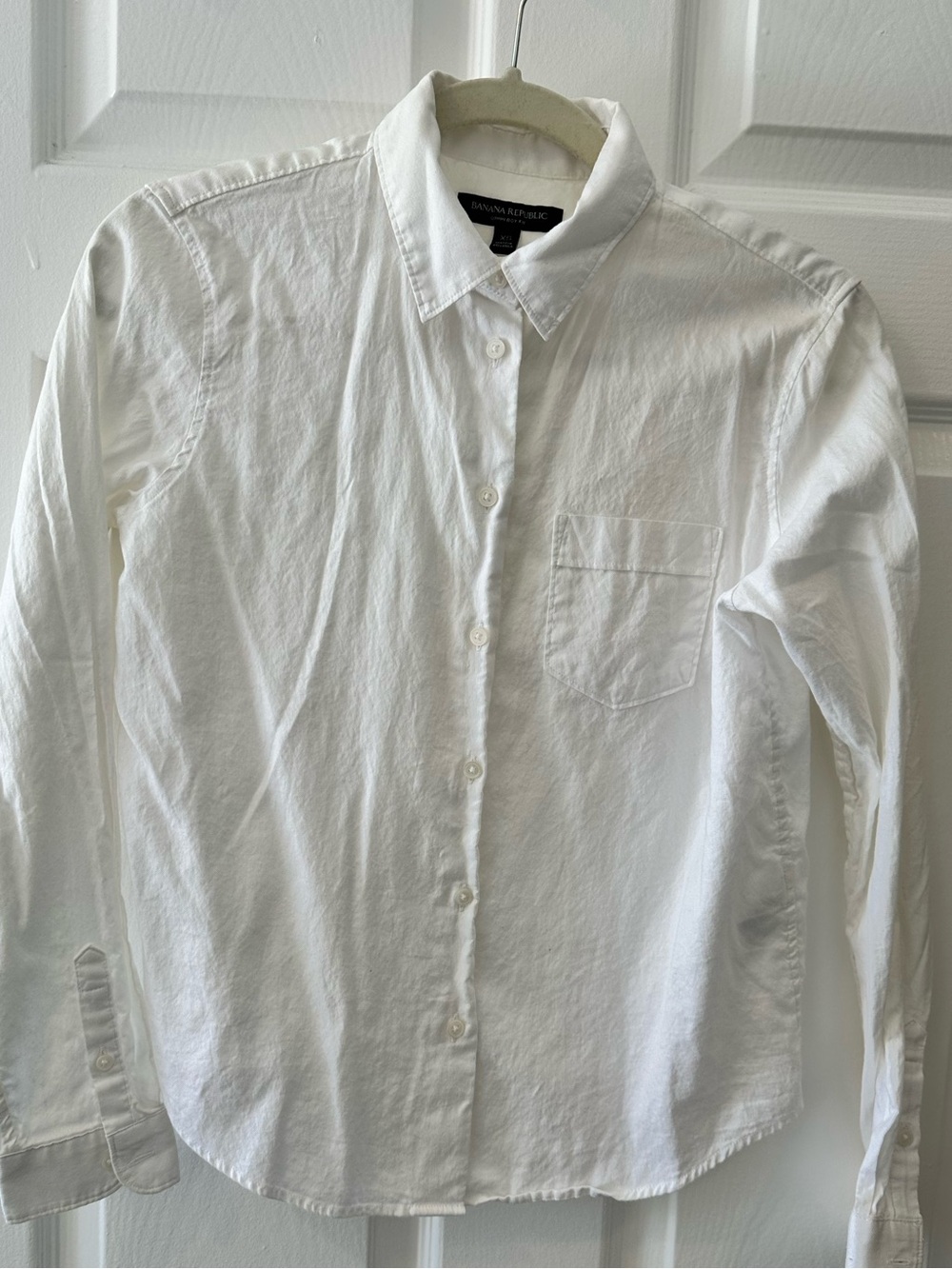 Banana Republic White Cotton Button-Down Shirt XS